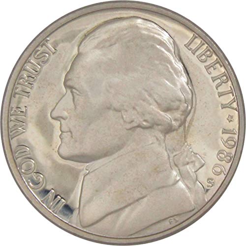 1986 S Jefferson Nickel 5 סנט הוכחת בחירת חתיכות 5C ארהב מטבע אספנות