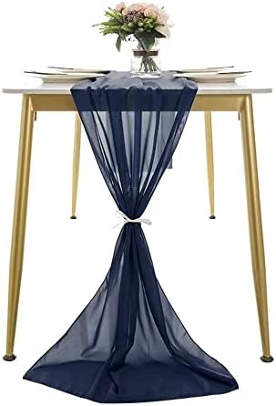 רץ לשולחן שיפון כחול מאובק 10 רגל 29 על 120 אינץ ' רץ לחתונה רומנטי קישוטי מסיבת כלה שקופים מקלחת תינוק, קישוטי שולחן עוגת מסיבת יום הולדת