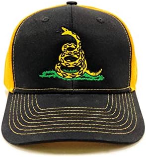 Spirit of Venture Premium, כובע רחיץ, רקום לגברים ונשים - יוניסקס אל תדרוך עלי כובע אחורי שחור/זהב כותנה וכובע פוליאסטר