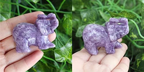 Yatojuzi 2 Amethyst Elephant Decor ריפוי קריסטל חמוד אבן טבעית מלוטשת מגולפת ביד ו 0.45 קילוגרם