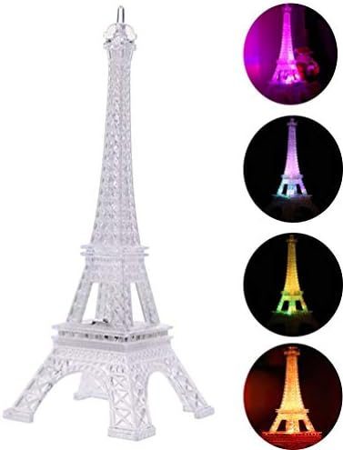 מנורת לילה צבעונית של מגדל אייפל מובסטק, 7 צבעים מנורת לד בסגנון אופנה פריז מתנת קישוט אקרילית, 2.36 ד על 2.36 ו על 5.12 ח