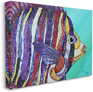 תעשיות סטופל סנפיר רחב פסים שכבות מגוונים עיצוב דגים מימיים אמנות קיר בד, עיצוב מאת ליסה מוראלס