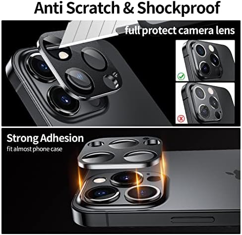 WSKEN לאייפון 14 PRO/iPhone 14 Pro Max מגן עדשות מצלמה, מגן מסך מתכת סגסוגת מתכת מגן מסך מגן עמיד בפני שריטות עמיד בכיסוי 2022, שחור+שחור