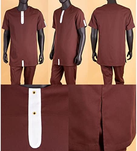 חליפת שרוול קצרה של דשיקי אפריקני לגברים חולצות כותנה שעווה חולצה חולצה ומכנסיים אימונית תלבושות מסורתיות תלבושות מסורתיות