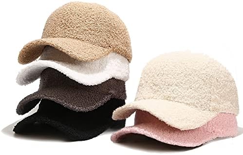 כובע בייסבול בחורף של ננוואנוונו לנשים צמר כבש בצבע אחיד כובעי גולף חמים לטיולים חיצוניים כובע מתכוונן