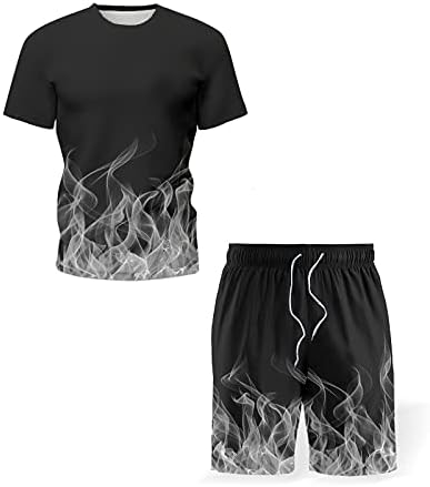 חולצת טריקו של שרוול קצר של גברים ומכנסיים קצרים סט 2022 בגדי ספורט 2 תלבושות קיץ תלבושות קיץ