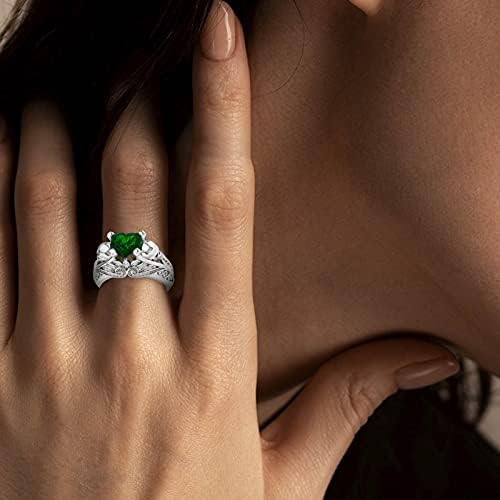 טבעות זירקון צבעוניות בצורת לב זירקוניה טבעות יהלום מבטיחות טבעת אירוסין לחתונה
