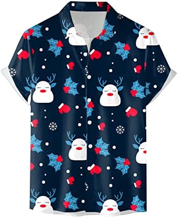 כפתור חג המולד של Dsodan גברים מטה חולצות שרוול קצר 3d מצחיק חולצה הוואי מזדמנת מצחיקה