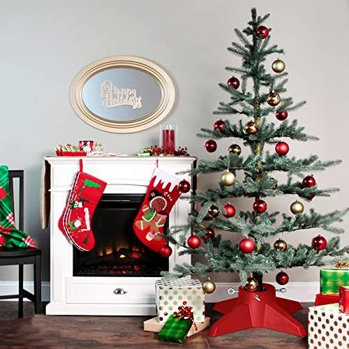 עמדת עץ חג המולד של Blissun, עמדת בסיס עץ חג המולד, מחזיק עץ חג המולד לעצים אמיתיים, אדום