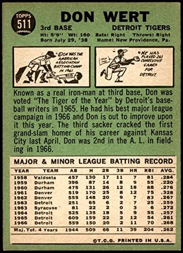 1967 Topps 511 Don Wert Detroit Tigers Ex Tigers