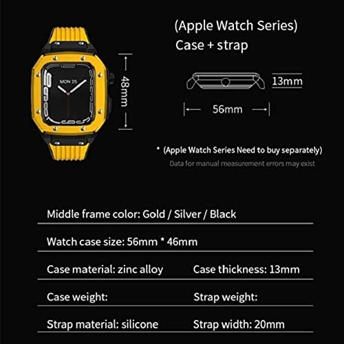 Saawee for Apple Watch Series 7 45 ממ סגסוגת אישה סגסוגת מארז 44 ממ 42 ממ גומי מתכת יוקרתי גומי נירוסטה אביזרי שעון לסדרה IWatch 7 6 5