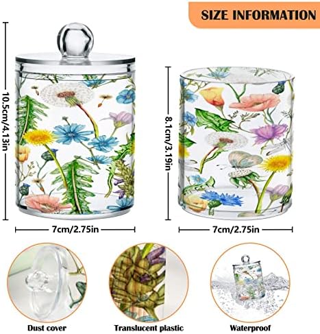 Alaza 2 Pack QTIP מחזיק מחזיק מתקן פרחים אביב פרפר 5 מיכלי מארגן אמבטיה לכדורי כותנה/ספוגיות/רפידות/חוט דנט