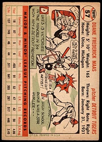 1956 Topps 57 Duke Maas Detroit Tigers VG/Ex Tigers