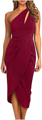 כתף אחת לנשים שורשיות כתף שמלת Bodycon של 2023 גזרת קיץ חריץ חריץ עטוף קוקטייל שמלת נשף שמלות MIDI