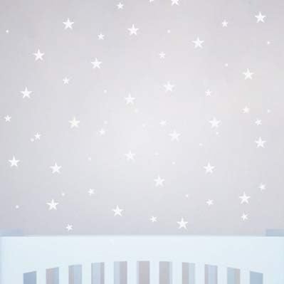 לבן כוכבים קיר ויניל מדבקות דקור משתלת. מדבקות כוכב דבק לילדים. תינוק נורדי אסטרלס שינה קישוט.