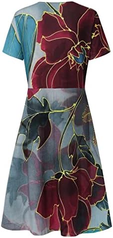 שמלת נדנדה של נשים V צוואר בוהו בוהו קיץ שרוול קצר שמלת MIDI מזדמן 2023 סקסית פרחונית מודפסת שמלה זורמת שמלה רופפת