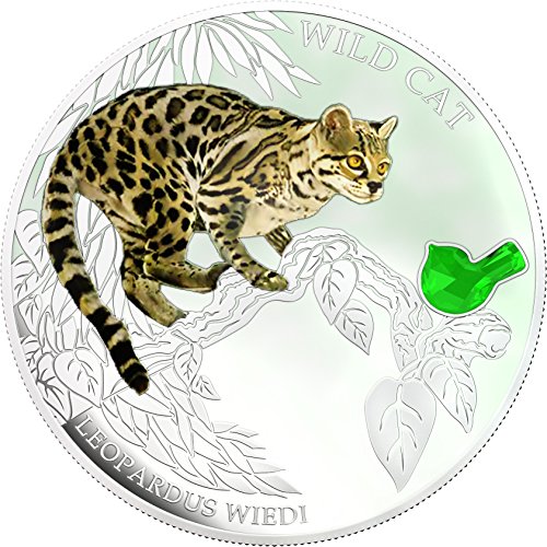 2013 פיג'י - כלבים וחתולים - שחרור 2 - חתול פראי - Leopardus Wiedi - 1oz - מטבע כסף - $ 2 uncirulated