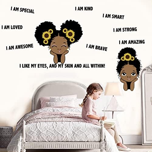 שחור ילדה קיר תפאורה מדבקת השראה ציטוטי אני סוג קיר מדבקות חיובי מילות מוטיבציה אותיות אפריקאי אמריקאי קיר מדבקות עבור תינוק פעוט חדר
