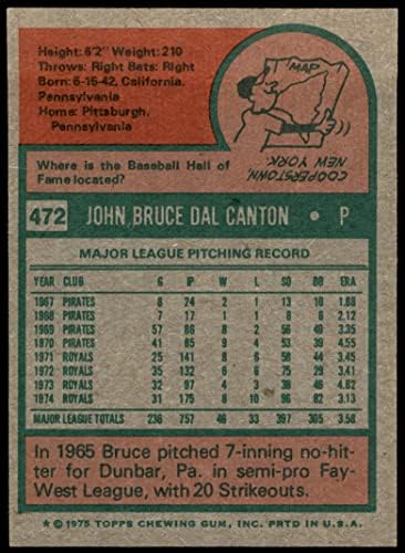 1975 Topps 472 Bruce dal Canton Kansas City Royals NM+ Royals