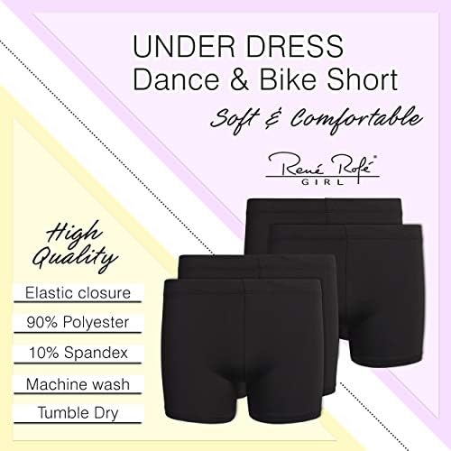 Rene Rofe Girls Play מכנסיים קצרים - 4 חבילה מתחת לריקוד שמלות ומכנסי אופני גלגל עגלה
