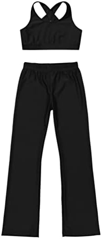 Yeahdor Kids Birts 2 Piece Dance Sport Sport תלבושת Gyga Sport Bra עם מכנסיים רופפים Set Running Activewear