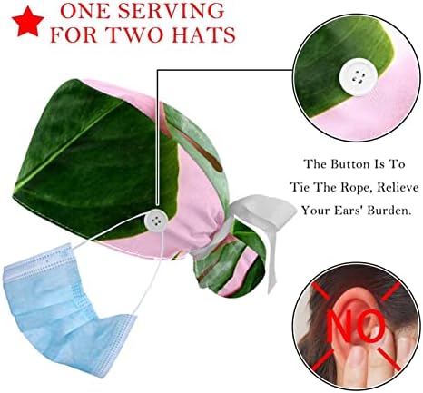 כובעים רפואיים לנשים עם כפתורים שיער ארוך, כובע עבודה מתכוונן בן 6 חלקים, דפוס ירח כוכב השמש החלל