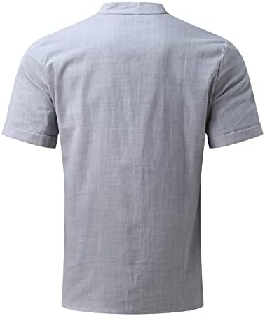 Xxbr 2022 חולצות פשתן כותנה קיץ לגברים שרוול קצר חולצה היפי מדומה צוואר מזדמן רופף בכושר חוף נוח צמרות חוף