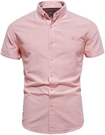חולצות שמלת קיץ של BMISEGM לגברים חולצת כותנה לגברים אופנה מזדמנת בצבע אחיד חולצת דש שרוולים קצרים חולצות T חולצות T