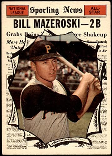 1961 Topps 571 All-Star Bill Mazeroski Pittsburgh Pirates VG+ Pirates