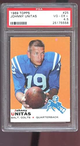 1969 Topps 25 Johnny Unitas PSA 4.5 כרטיס כדורגל מדורג NFL Baltimore Colts - כרטיסי כדורגל לא חתומים