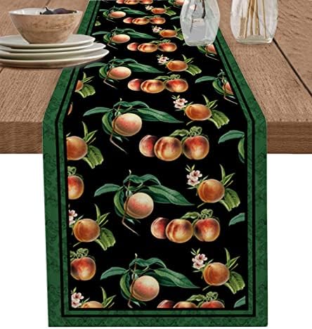 רץ לשולחן פשתן כותנה אפרסקים ועלים - 13 על 70 אינץ ' רצי שולחן נגד החלקה-מלבן שולחן תפאורה לחג מסיבת יום הולדת מטבח אוכל חדר שידה בציר