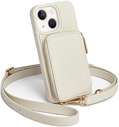 זווה אייפון 14 פלוס מארז ארנק קרוסבודי, נרתיק טלפון מעור רוכסן עם רצועת יד מחזיק כרטיס חסימת כרטיס מתנה לנשים תואם לאייפון 14 פלוס, 6.7,