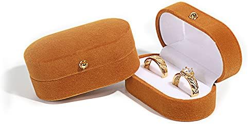 קופסת טבעת קטיפה סגלגלה מאוד, טבעת תכשיטים כפולים וינטג 'מדהימה להצעה, אירוסין, חג המולד, טקס ...