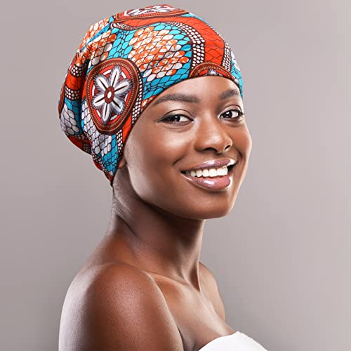 6 חתיכות סאטן מרופד שינה כובע לנשים אפריקאי משי מצנפת כפה לשינה שיער טבעי מתולתל כובע