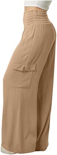 נשים של בבאגי קפריס אצן מכנסי טרנינג גבוהה מותן רופף מזדמן כותנה פשתן מכנסיים כושר אימון מכנסיים יוגה חותלות