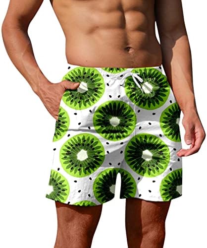 מכנסיים קצרים של לוח ההוואי של ZDDO, גזעי שחייה נושמים בקיץ פירות הוואי פירות הדפס מכנסי חוף מזדמנים של ספורט