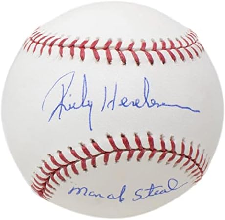 ריקי הנדרסון חתם על איש הבייסבול של אוקלנד א 'של אוקלנד A של גניבת שטיינר עם חתימה - כדורי בייסבול
