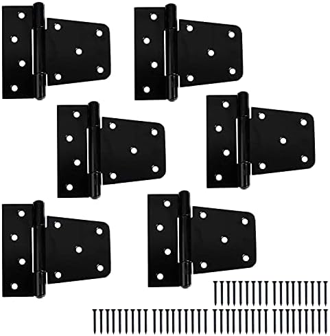 Barcaloo Heavy Duty Shak Shood Hinges, 6 חבילות - צירים שחורים לשער, אסם או סככת אחסון
