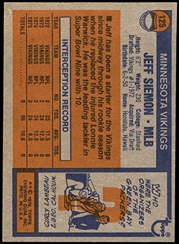 1976 Topps 125 ג'ף סימון מינסוטה ויקינגס אקס ויקינגס סטנפורד