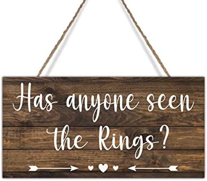 האם מישהו ראה את הטבעות שלט עץ חתונה שלט דקורטיבי שלט חתונה כפרי טבעת טבעת נושאת עץ לוחית עץ מקלחת כלות עיצוב פרח נערת שלט תליית פלאק