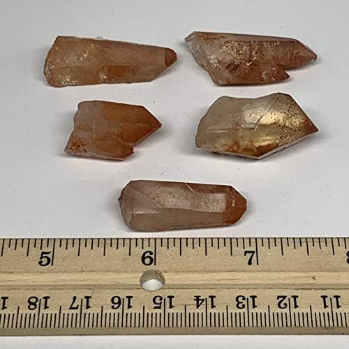 ווטנגמים 5 יחידות, 38.2 גרם, 1 - 1.5 קריסטל קוורץ אדום טבעי קטן, דגימות מינרלים, אבן חן, אנרגיית רייקי, מטאפיזית, אספנות, ממרוקו, B11342