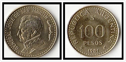 אמריקה ארגנטינה 100 מטבעות פזו 1981 מהדורה אוסף מטבעות מטבעות זרות