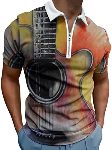 Peqaq Men Summer 3D מודפס מודפס על החולצה המודפסת רוכסן שרוולים קצרים חולצת חולצה