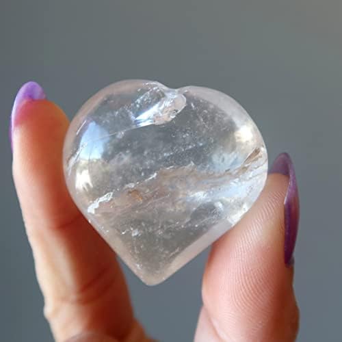גבישי סאטן ברורים קוורץ אנרגיה ריפוי לב גביש אבן חן 1.5-1.75 אינץ '