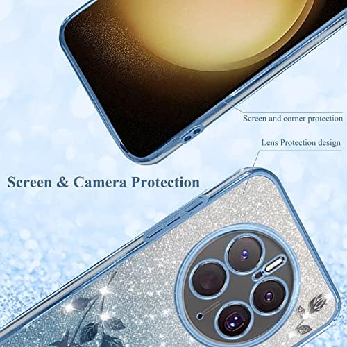Yarxiawin עבור Huawei Mate 50 Pro Case Sparkle נצנצים ברורים, יוקרה מבריקה Huawei Mate 50 Pro מקרה טלפון פרח סיליקון TPU CASESIVE CASE