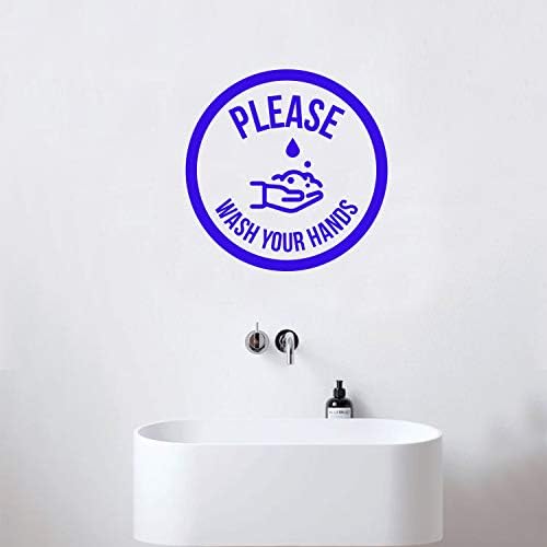 מדבקות קיר ויניל - אנא שטפו את הידיים - מדבקת אזהרת אמבטיה שלט הבטיחות למשרדי עסקים חנויות שירותים של לקוחות חנות