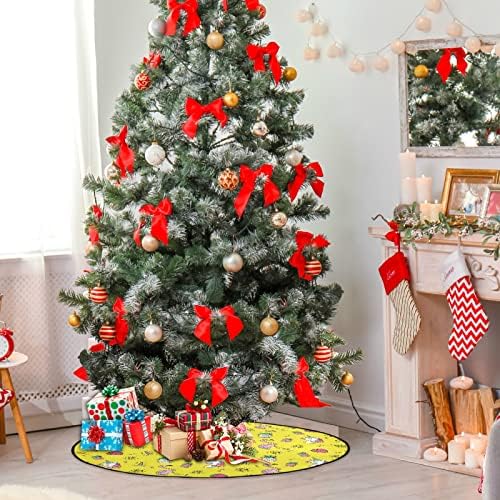 מחצלת עץ חג המולד Visesunny מחצלת חד קרן פלמינגו אננס תות יהלום לב 2 עץ עץ מעמד מחצלת מגן סופג