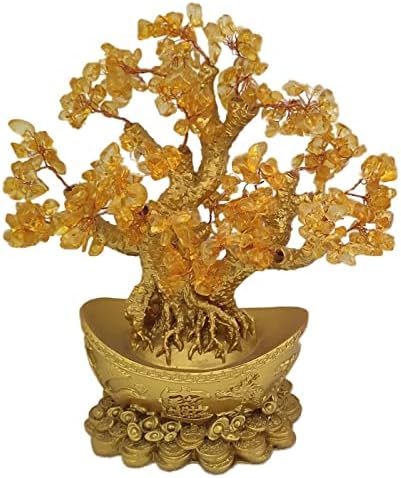 Sharvgun Citrine Crystal Natural Gemstone reiki עץ החיים 300 עוד עיצוב שולחן אבן חן עץ עץ עץ שרף מוזהב בסיס מזל טוב מעניק מדיטציה אנרגיה