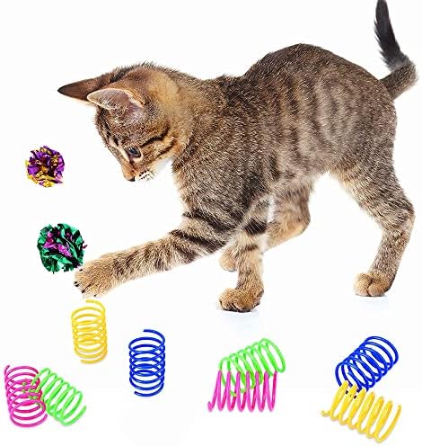 14 חתיכות חתול ספירלה אביב אביב חג המולד צעצועים מגוונים צבע נצנצים נוצצים נוצצים כדורי פום קטנים קטנים חתול צבעוני צעצוע