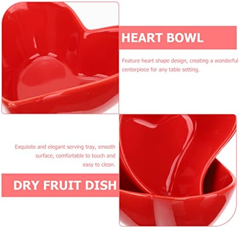Alipis לב טבילה קערות 6 יחידות אדומות אהבה אדומה בצורת קרמיקה קערת תבשיל קערה לוחות מנה ראשונים